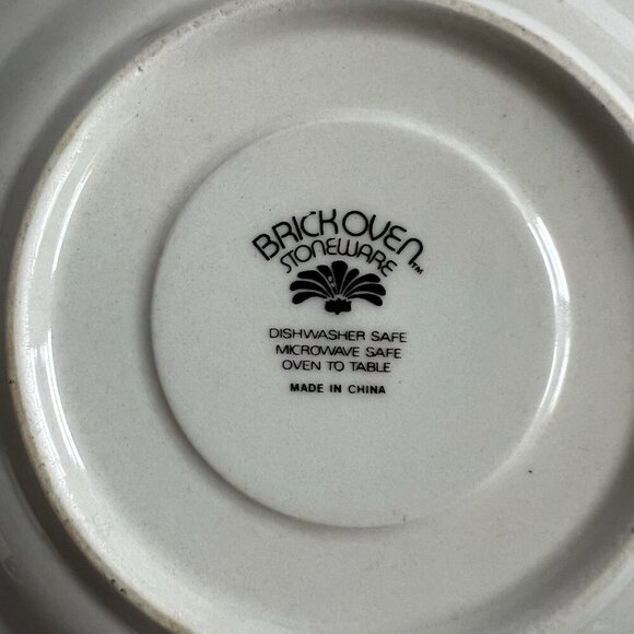 Vintage Brick Oven Stoneware Saucer Aunt Rhody Blue Goose Set Of 2 Plates 6.5" - Picture 8 of 9